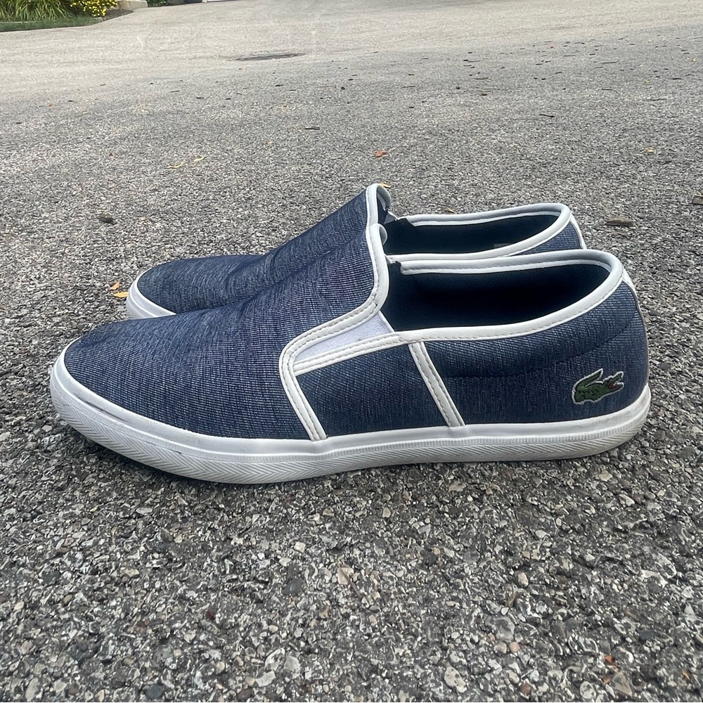 Blue and White Lacoste Shoes